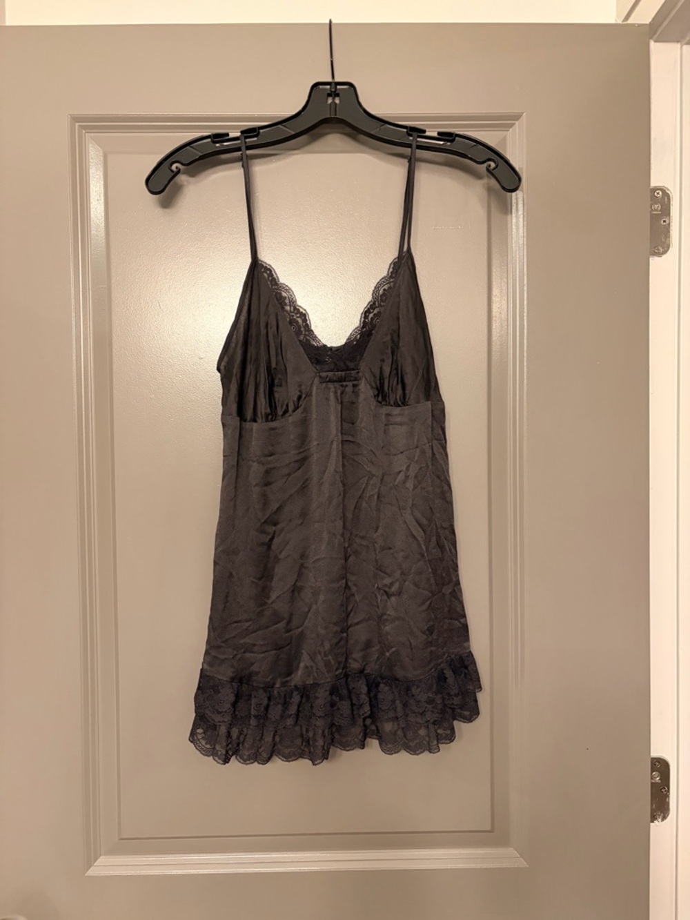 Victoria's Secret Black Silk Lace Slip. Size S.